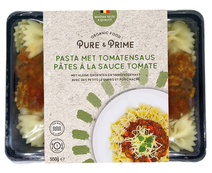 Pure & Prime Pasta met tomatensaus - groenten - varkensgehakt bio 550g